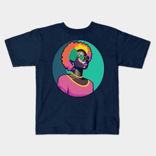 80s popart black girl, vibrant colors, face only Kids T-Shirt